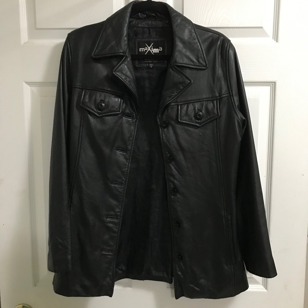 Vintage Wilsons The Leather Experts Maxima Black Women's Coat Size Medium